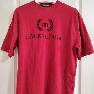 BALENCIAGA RED LOGO T-SHIRT